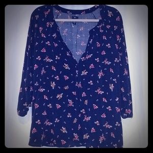 Gap Floral Long Sleeve Peasant Top